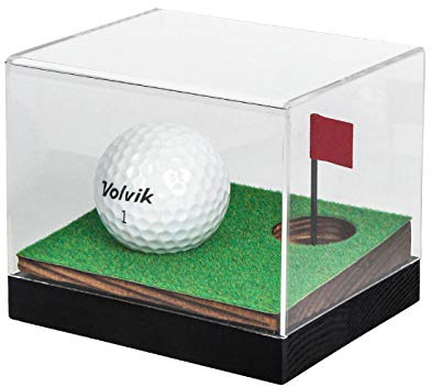 J JACKCUBE Design MK650A MK650A Aufbewahrungsbox aus transparentem Acryl, Staubschutz, transparente Halterung, Aufbewahrungsbox für Souvenir, Golfball mit Holzsockel