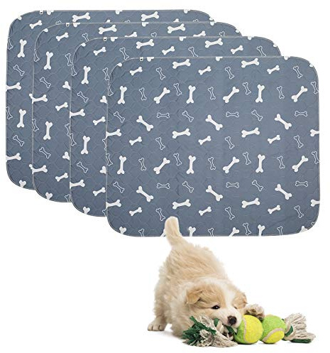 Geyecete Waschbare Welpen Unterlagen,4 Stück 60 * 45cm Haustier-Urinunterlage Wiederverwendbare,PIPI matten für Hunde,Absorbierend Puppy Pads für Hunde,Katzen,Meerschweinchen-Grau