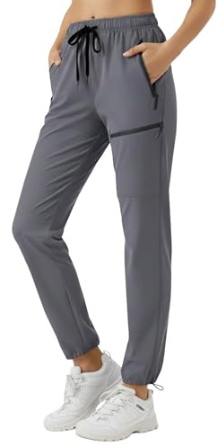 StaySlim Dam utomhus vattentäta vandringsbyxor cargobyxor snabbtorkande camping träningsbyxor promenadbyxor UPF 50 UV-skydd med blixtlåsfickor, #H Grå, XXL