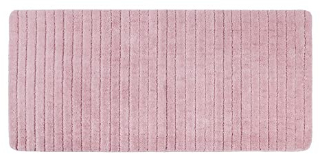 PANA Flauschige Badematte • Duschvorleger • Badezimmerteppich • Badteppich aus weichen Mikrofasern - rutschfest & waschbar • mit feinem Streifendesign • Größe: 70 x 150 cm • Farbe: Rosa