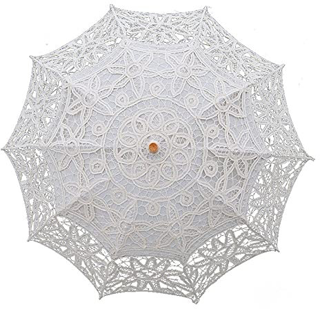 LiFBeauTiFuL Mode Sonne Spitze Regenschirm Parasol Stickerei Braut Regenschirm Weißer Hochzeitsweg Ombrelle Dentelle Parapluie Mariage (Color : Ivory)