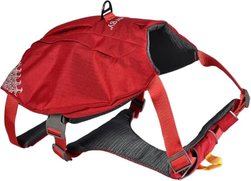 iEnergy™ MIC Hundegeschirr mit Zwei Seitentaschen & ideal für Kurzausflüge, Atmungsaktives, reflektierendes & gepolstertes Brustgeschirr Anti-Zug Geschirr No Pull (Rot, Groß)
