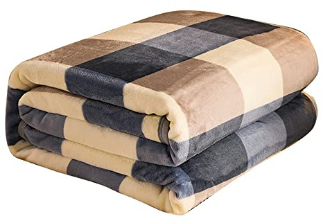 FANSU Kuscheldecke Flauschig Flanell Große Fleecedecke, extra Weiche und Warm Wohndecke Microfaser Decke als Wohnzimmerdecke, Sofaüberwurf oder Bettüberwurf (200x230cm,Blau Kariert)