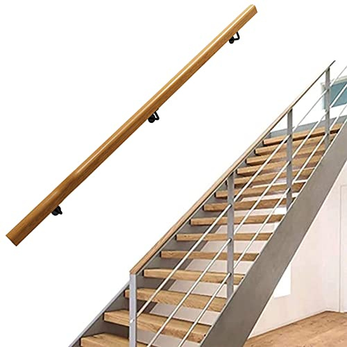 Pasamanos de madera para escaleras interiores Pasamanos de montaje en pared con soportes metálicos resistentes, para bares Lofts Guarda de jardín de infancia Barandillas de pasillo(1ft - 15ft )