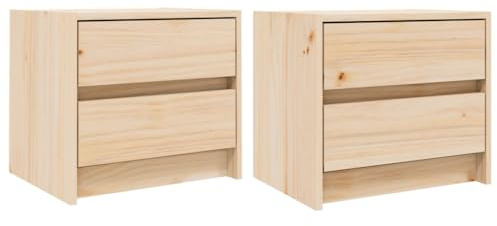 vidaXL Bedside Cabinets 2 pcs, Bedside Table for Bedroom, Side Table with Drawer, Wooden Nightstand Bed Cabinet, Modern Style, Solid Wood Pine