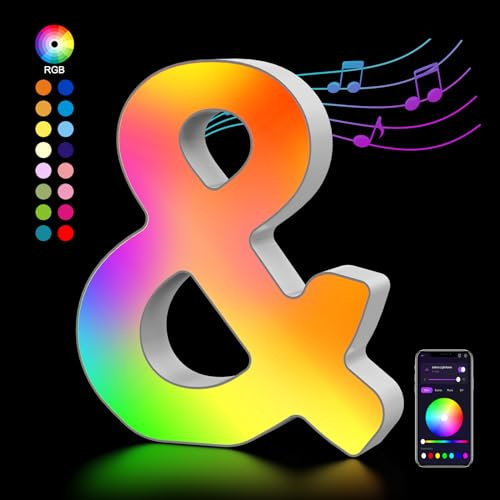 Letter LED Buchstaben Lichter Alphabet, Led Leuchtbuchstabe Farblich Veränderbar mit USB-Netzteil, APP-Kontrolle, Dimmbar, Dekoration für Geburtstag Weihnachten Hochzeit Party Valentinstag - &