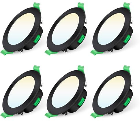 ALUSSO LED Einbaustrahler 230V Schwarz Dimmbar Flach 68mm 7W IP44 LED Spots Warmweiß Neutralweiß Kaltweiß Einbauspots für Badezimmer Küche Wohnzimmer, 6er Set