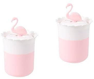 Cabilock 2piezas Caja De Almacenamiento De Algodón De Contenedor Redondo De Cartón Para Bastoncillos y Discos De Maquillaje Organizador Para Mujeres y Blanco Rosa