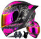 CNNGU Modularer Motorradhelm Mit Handschuhen Und Gesichtsschutz, Flip Up Helm Erwachsener Motorradhelm Mit Doppelvisier, ECE-geprüfter Helm Für Männer Und Frauen Rosa