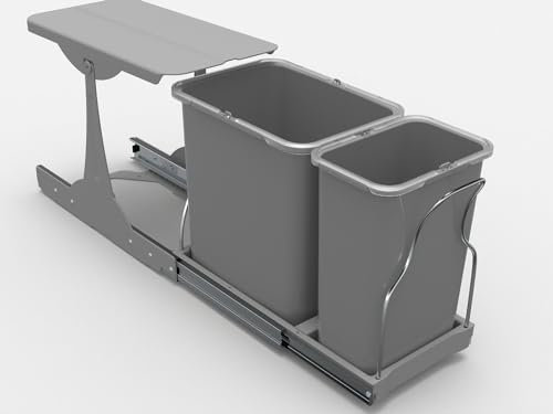 Victory Pattumiera da incasso estraibile, 24 litri, grigio con estrazione completa a partire da 300 mm