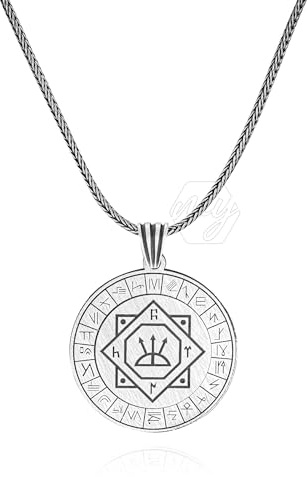 mysilverworld 925 Sterling Silber Siegel von Oguz Kaan mit türkischen Stämmen Symbolen Herren Halskette, 50 cm, Metall, Kein Edelstein