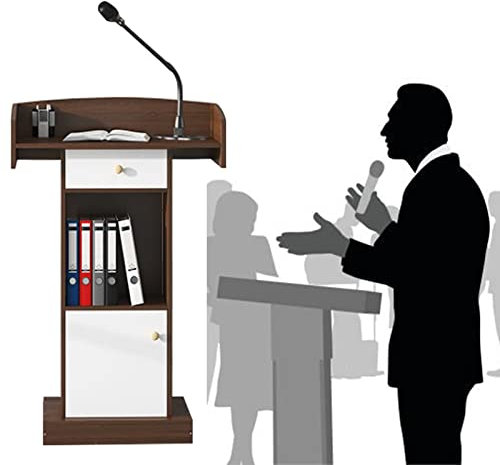 IUokLU Rednerpult-Podiumständer, Tragbarer Bodenrednerpult-Podiumständer mit Stauraum, Präsentationspult für Kirchen, Schulen, Große Lehrerkanzel für Seminare, Büros, Einfache Montage