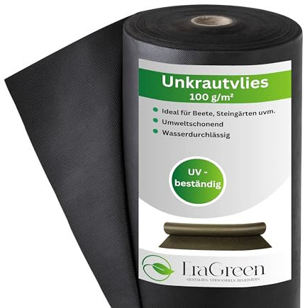 EraGreen Tessuto non tessuto per erbacce di alta qualità, 100 g/m², 0,8 m x 10 m, impermeabile e resistente ai raggi UV, ideale per giardino e aiuole rialzate, pellicola per pacciamatura ecologica