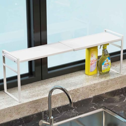 WOCHUANGSI 1pcs Small Narrow Tall shelf for Windowsill Kitchen Organizer Window Sill Plant Stackable Shelves Bathroom Sill Thin for Narrow Spaces Counter Top Racks (White)
