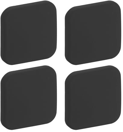 sourcing map Door Stoppers Wall Protector, 4pcs Soft Silicone Door Handle Buffer, Square Self Adhesive Door Knob Guard for Home Office, Black