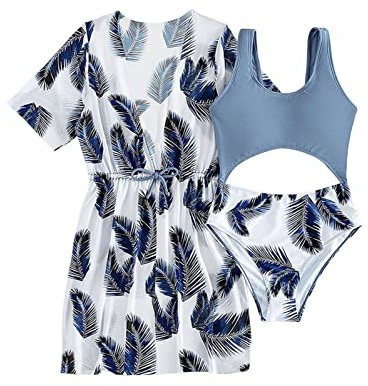 Kleinkind Baby Mädchen 3 Stück Badeanzüge Grün Blumendrucke Bikini Badeanzug Slips Mädchen Bikini Strand Set Badeanzug Damen 36
