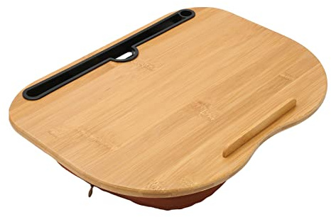 Schoßschreibtisch für Laptop mit Kissen, Schoßschreibtisch mit Kissen, Tragbarer Laptop-Schreibtisch aus Bambusholz, Passend für Bis zu 15,6 Zoll Zum Arbeiten, Schreiben, Zeichnen