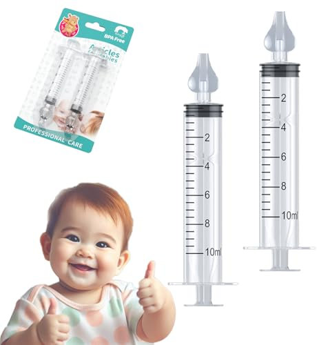 NOYVYDS Siringa per Lavaggi Nasali Bambini ,2 pezzi Irrigatore Nasale 10ml, Siringhe Lavaggi Nasali con Punta in Silicone Morbido, Irrigazione Nasale Riutilizzabile Portatile Aspiratore Nasale