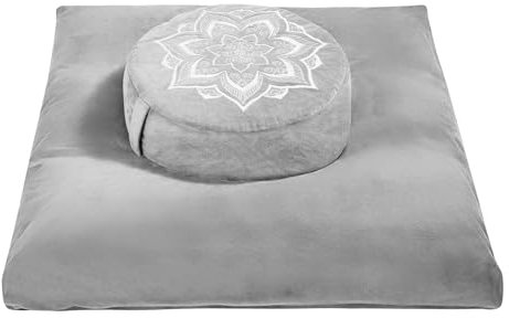 hunnidspace Coussin de méditation avec housse en velours de qualité supérieure lavable - 100 % mousse à mémoire de forme - Coussin de sol carré et coussin de sarrasin - Pour adultes et enfants