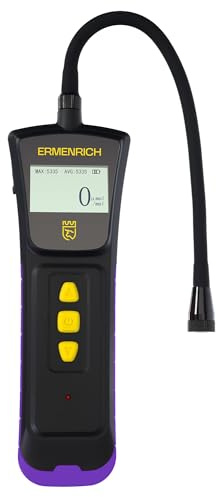 Ermenrich NG40 Rilevatore Gas Naturale Ricaricabile con Sonda, 0-10000 ppm | Cerca di Fughe di Gas Combustibili Detector Gas Naturale GPL Metano Propano Butano con Display LCD Allarme Sonoro e Luminoso