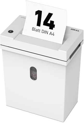 IDEAL Shredcat 8200 CC – Aktenvernichter mit Partikelschnitt (4×40 mm, P-4), bis zu 14 Blatt, hochwertig, leise & zuverlässig, Perfekt für sicheres Schreddern zu Hause, Deutscher Hersteller