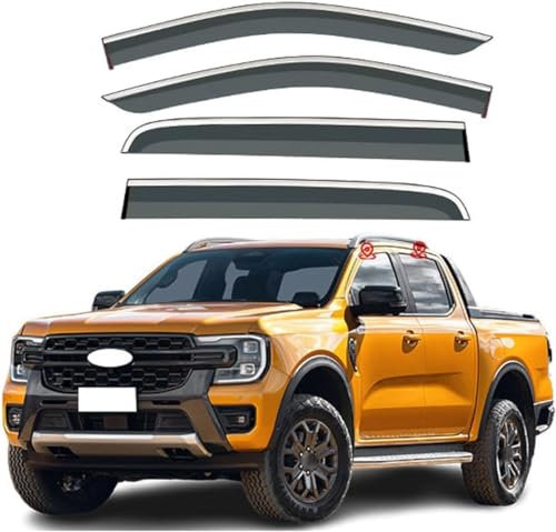LiyanWu Windabweiser für Ford Ranger T6 MK2-P703 2023-2025, Autofenster Stick-on Regenabweiser Seitenfenster-Windabweiser Regenschutz für Autofenster