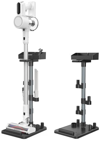 Kodahome Generic Vacuum Stand, Compatible with Bissell Dyson Eureka Hoover More Cordless Stick Vacuums, Universal Standing Dock Station Organizer (Black/Gray, Adjustable Tubes)