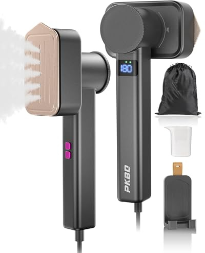 PKBD Travel Steamer for Clothes, 110-240V Dual Voltage Handheld Steam Iron, 2 In 1 Portable 1000W 15S Fast Heat Up Mini Garment Steamer Clothing for Global Travel & Home