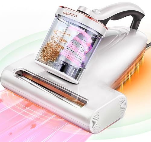 uwant Bed Cleaner with 14Kpa Suction Metal Roller 253.7nm Uv-c Light Mattress Vacuum Cleaner 36000RPM/Min 149℉ Heating HEPA Filter&Ultrasonic Mattress Vacuum for Sofa, Pillow, Bed Throws, White
