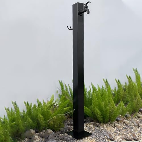 Generico Colonna d'Acqua per Esterni con Porta Tubo - Fontana da Giardino Resistente al Gelo, Design Indipendente per Un Maggiore Impatto visivo (Nera, Alta 1,5 m)