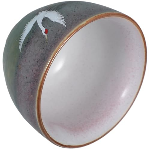OSALADI Taza de Té de Cerámica Esmaltada al Horno Taza Individual Pequeña para Kung Fu Color Esmaltado Diseño de Grulla Adecuado para Té Matcha y Suelto en Casa o Viaje