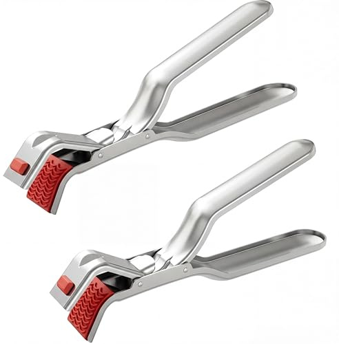 CutitiUU 2 PCS Anti-Scald Bowl Clip for Kitchen, Stainless Steel Anti-Scald Tongs,Hot Plate Gripper,Multi-Function Anti-Scald Bowl Clip, for Hot Plates or Bowls with Food Outdoors,Microwave