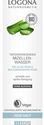 LOGONA Naturkosmetik Reinigendes Mizellenwasser, Befreit die Haut sanft und porentief von Make-up Schmutz, Klärt die Haut, Vegan, 125 ml
