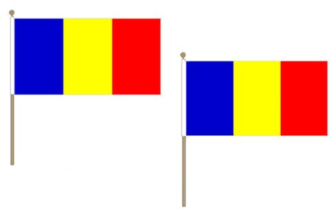 AZ FLAG Bandera de Rumania 45x30cm con Palo de Madera - Lote de 10 Bandera RUMANA 30 x 45 cm