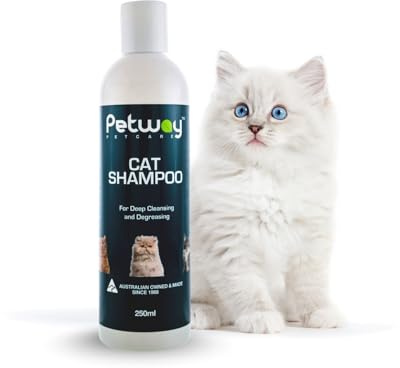 Petway Petcare Cat Shampoo, Anti Dandruff Shampoo for Deep Cleanse & Degreasing, Removes Excess Oils, Dirt and Dandruff, pH Balanced, Parabens & Sulfates Free, Cruelty Free, 8.5 Fl Oz