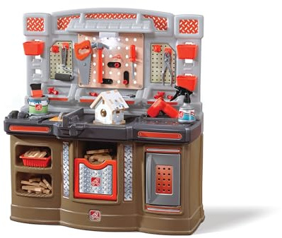 Step2 Big Builders Pro Workshop for Kids, Indoor/Outdoor Tool Bench for Children, Interactive Play with Sounds, Includes 45 Piece Toy Accessory Kit, Made of Durable Plastic, For Toddlers 3+ Years Old