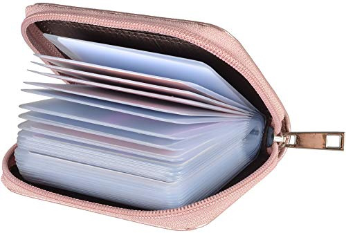 ehsbuy Outrip Kreditkartenetui aus echtem Leder, Ausweis, Visitenkartenetui, Geldbörse für Damen und Herren, Rosegold, S, Klassisch