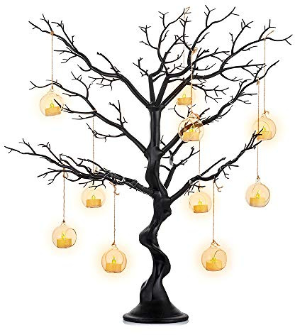 NUPTIO Schwarz Deko Baum, 75cm, für Halloween, Weihnachten | 1 Stück, Zerlegbares Design, Handschuhe Inklusive, für Tischdeko, Hochzeit, Geburtstag, Innen/Outdoor, Party