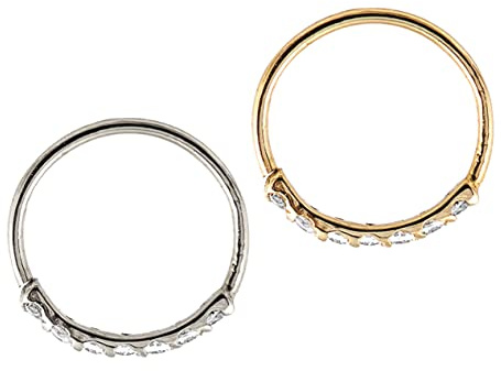 Jewelry Avalanche 925 Sterling Silver Nose Ring, 22G Nostril Hoop Ring, Helix Earring, Cartilage Earring, 6mm-9mm Inside Diameter, Prong set 7-CZ Accented, 9 mm, Metal, cubic-zirconia
