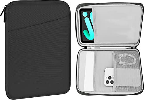 MoKo 8-9 Zoll Tablet Tasche, passend für 8,3 Zoll iPad mini A17 Pro 2024, iPad mini 6/5/4/3/2/1, Galaxy Tab A7 Lite 8.7 / Tab A 8.0/Tab A 8.4, Schutzhülle Tragetasche mit schräger Tasche, Dunkel Grau