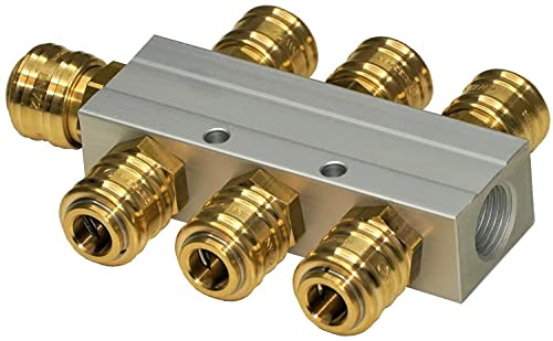 Druckluftverteiler Aluminiumverteiler Alu-Verteiler Druckluftkupplung Pneumatik (mit 3 Kupplung beidseitig)