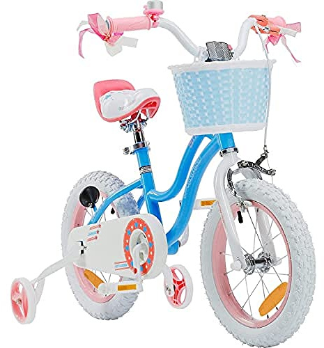 RoyalBaby Stargirl Kinderfahrrad Mädchen Fahrrad Hand- und Rücktrittbremse 18 Zoll ab Jahre Kinder Fahrrad Blau