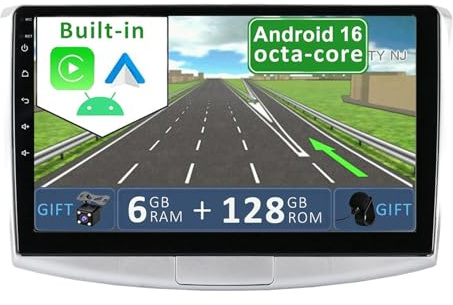 YUNTX [6GB+128GB] Android 14 Car Stereo Fit for VW Passat B6/B7 Magotan/CC 2010-2015-[Built-in CarPlay/Android Auto/DSP/GPS]-IPS 2.5D 10.1” Touchscreen display-CAM+MIC