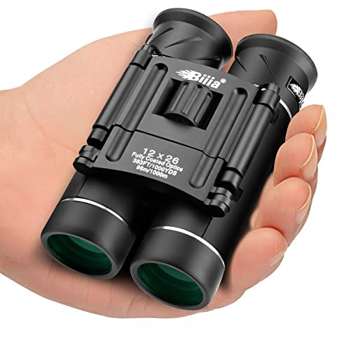 12x26 HD Binoculars for Adults Kids Bird Watching,BIJIA Mini Folding Compact Binocular for Travelling/Sightseeing/Hunting/Concert(BAK4 Prism, FMC Green Film, Fogproof, Waterproof,Anti-slip Grip)