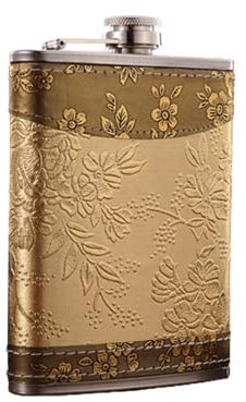 DHinkyoung Hip Flask 8oz for Men/Women,Personalized Vintage Hip Flask Portable Whiskey Flask Leak Proof Pocket HIPS Flask for Climbing Camping Barbecue Bar Party Drinker (Golden Pattern)