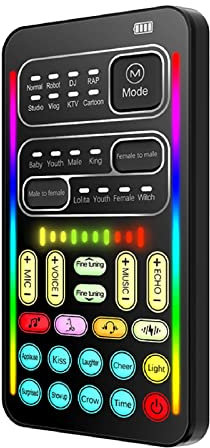 Changeur de Voix Portable pour pour Gaming Voice Disguiser, 8 Effets Sonores, Carte Son de Diffusion en Direct pour Ordinateurs Portables PC