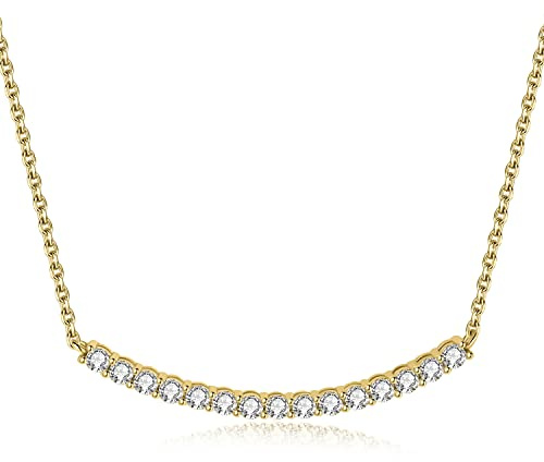 JewelryPalace Rundschliff 0.9 Zirkonia Kette Anhänger, Simulierter Diamant Braut Schmuck Set, Halskette Damen Silber 925 Collier Damen mit Stein, Schmuck Mädchen Geschenk für Frauen Vergoldet 45CM