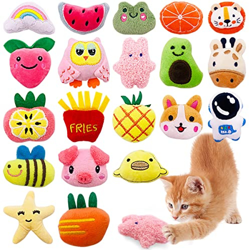 Pai Sence 20 Pcs Catnip Toys for Indoor Cats Kittens Xmas Interactive Cat Dental Toy Kitty Plush Training Chewing Toys