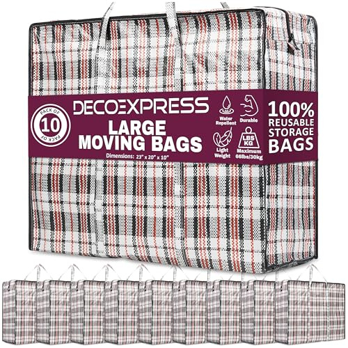 DECO EXPRESS Wäschesack Groß Mit Reißverschluss, 75L 2er-, 5er- oder 10er-Pack, Faltbare Aufbewahrungstasche Mit Griff für Bettdecken, Kleidung, Umzug Oder Reise (60 x 50 x 25 cm)