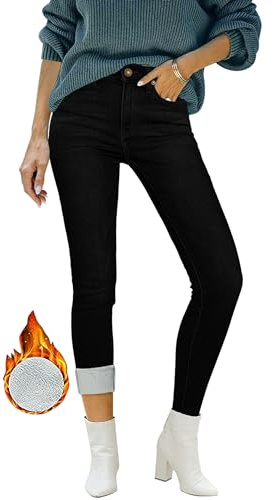 Roskiky Skinny Jeans Damen High Waist Thermo Jeans Damen Winter Gefütter Thermo Jeans Leggings Damen Stretch